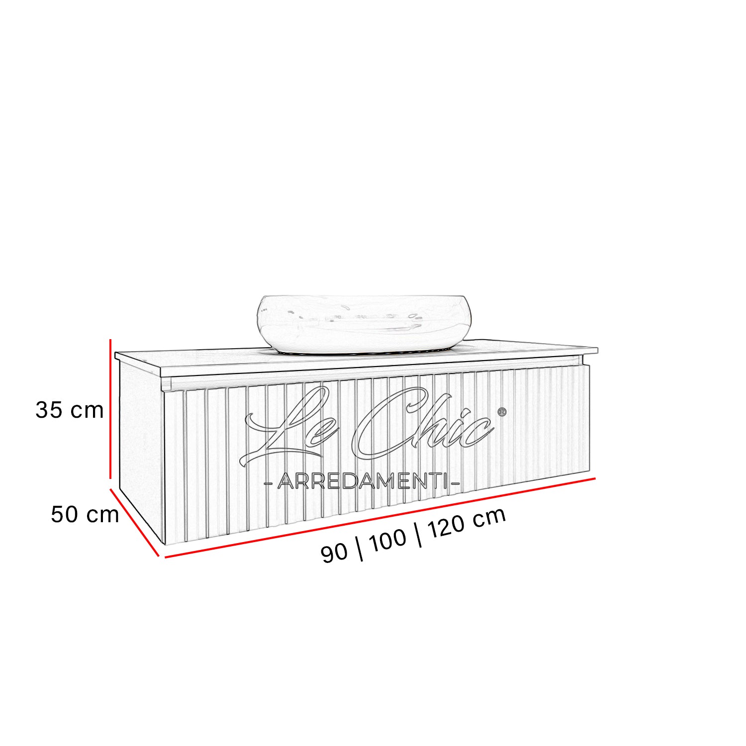 Mobile bagno moderno mini Washington - 120 cm Bianco