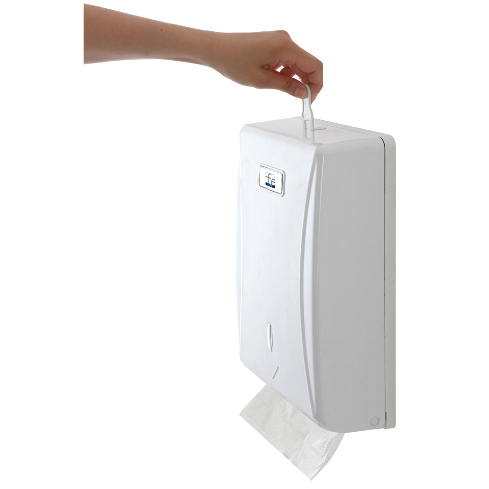 DISTRIBUTORE DISPENSER SALVIETTE CARTA PIEGATA A MURO PLASTICA BIANCO 36x25x10cm FERIDRAS 780009