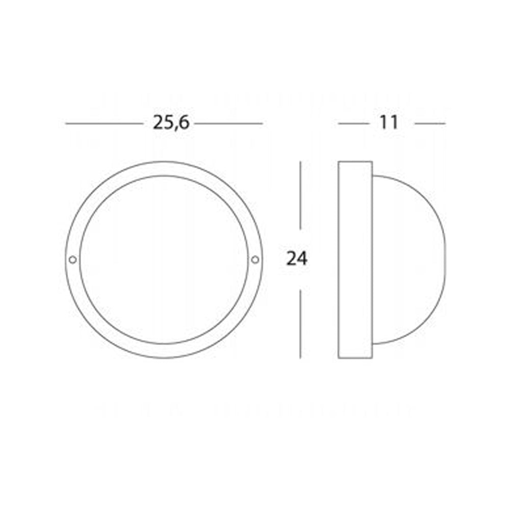 Applique Esterno Grande Industriale Tonda Alluminio E Vetro Nero 1 Luce E27