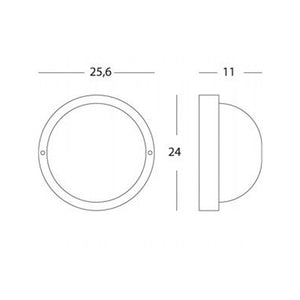 Applique Esterno Grande Industriale Tonda Alluminio E Vetro Nero 1 Luce E27