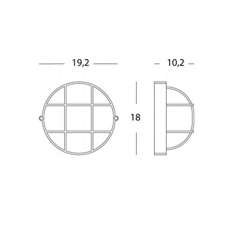 Applique Piccola Gabbia Industriale Tonda Alluminio E Vetro Bianco 1 Luce E27