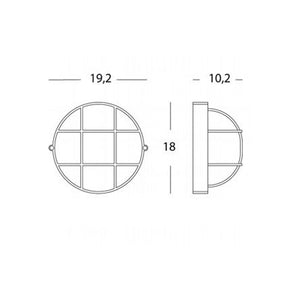 Applique Piccola Gabbia Industriale Tonda Alluminio E Vetro Nero 1 Luce E27