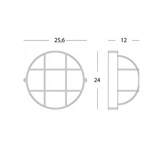 Applique Grande Gabbia Industriale Tonda Alluminio E Vetro Bianco 1 Luce E27