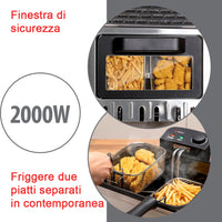 Friggitrice 3 Cestini da Cucina 2000 W Capacità 5 Litri e Temperatura Regolabile