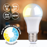 3xSmart Home Lampadina LED E27 Luce Bianca Fredda e Calda App Alexa e Google 9W