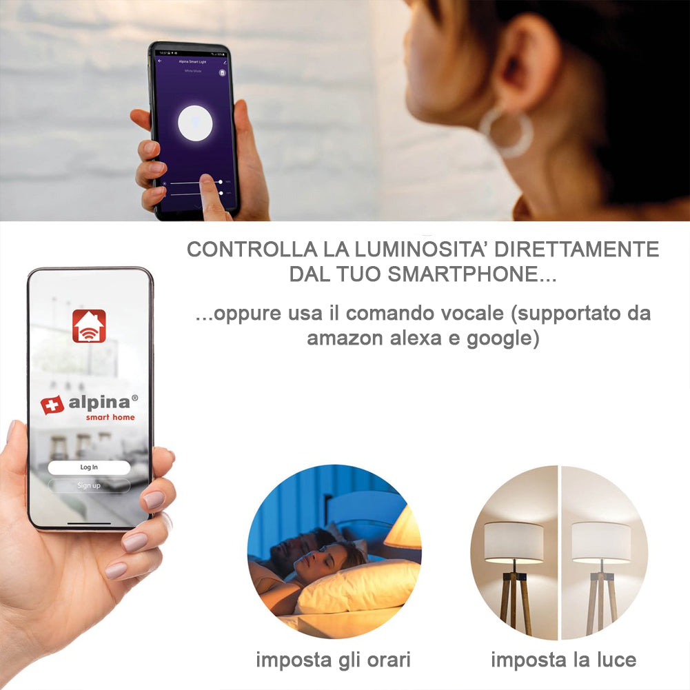 3xSmart Home Lampadina LED E27 Luce Bianca Calda Controllo App Alexa e Google 7W