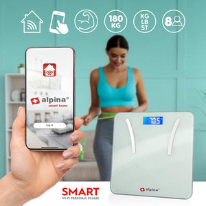 Bilancia Alpina Smart Home Pesapersone WIFI con Analisi Corpo e App Max 180kg