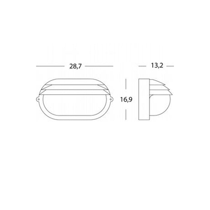 Applique Grande Esterno Palpebra Ovale Alluminio E Vetro Nero 1 Luce E27