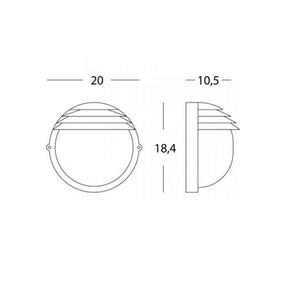 Applique Piccola Esterno Palpebra Tonda Alluminio E Vetro Nero 1 Luce E27