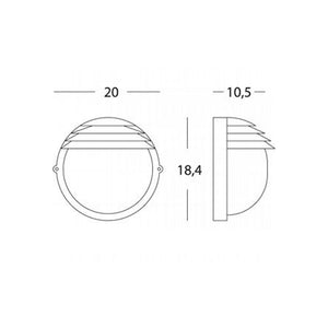 Applique Piccola Esterno Palpebra Tonda Alluminio E Vetro Nero 1 Luce E27