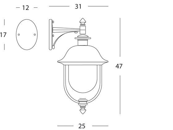 Lampada Applique in Basso Color Grigio e Rame da Esterno Linea Rustica Sovil