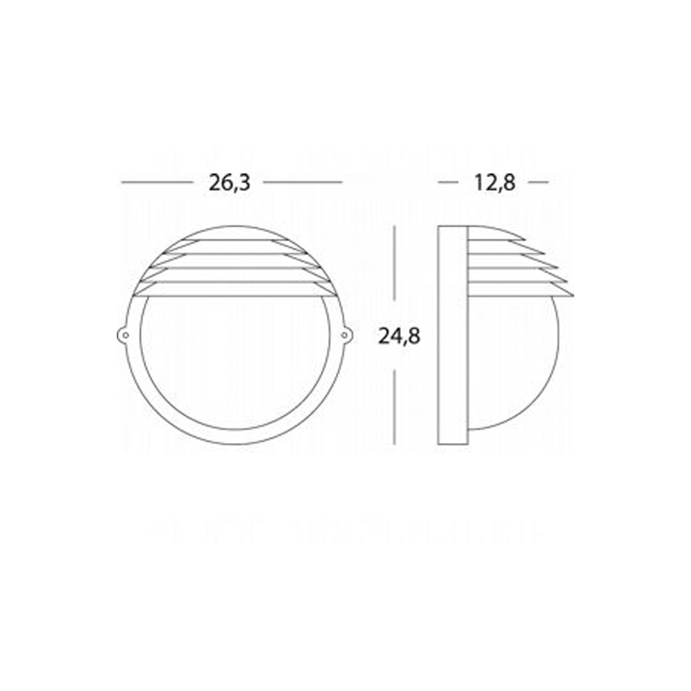 Applique Da Esterno Moderna Palpebra Tonda Alluminio E Vetro Bianco 1 Luce E27