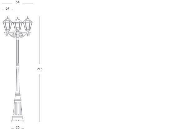 Lampada Palo per Giardino Alto Tre Luci Colore Nero per Esterno Linea Esagonale Sovil