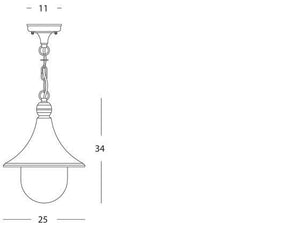 Lampada Sospesa Colore Nero per Esterno Linea Lampara Sovil