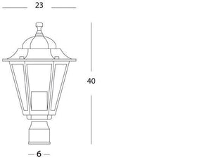 Lampada Testa Palo Diametro 60Mm Colore Nero da Esterno Linea Esagonale Sovil