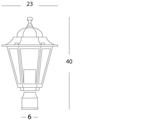 Lampada Testa Palo Diametro 60Mm Colore Nero da Esterno Linea Esagonale Sovil