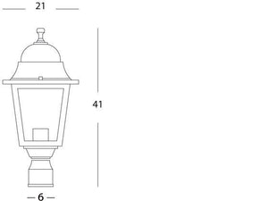 Lampada Testa Palo Diametro 60Mm Colore Nero da Esterno Linea Quadrata Sovil