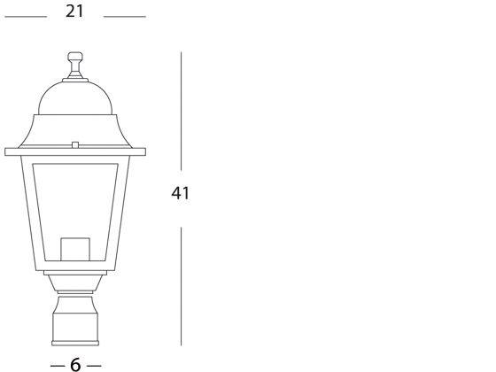 Lampada Testa Palo Diametro 60Mm Colore Nero da Esterno Linea Quadrata Sovil