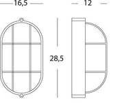 Lampada Plafoniera Ovale Grande con Gabbia Colore Nero per Esterno Linea Industriale Sovil