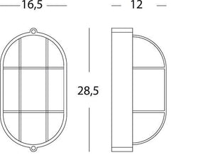 Lampada Plafoniera Ovale Grande con Gabbia Colore Nero per Esterno Linea Industriale Sovil