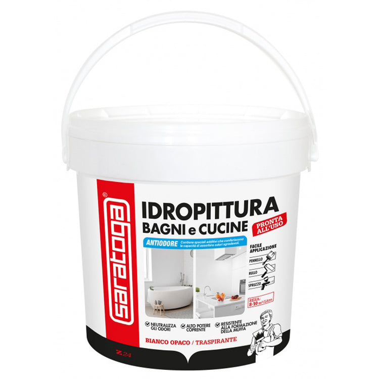 IDROPITTURA ANTIODORE ASSORBI ODORI Z24 BAGNI E CUCINE TRASPIRANTE 4 LT SARATOGA 07221001