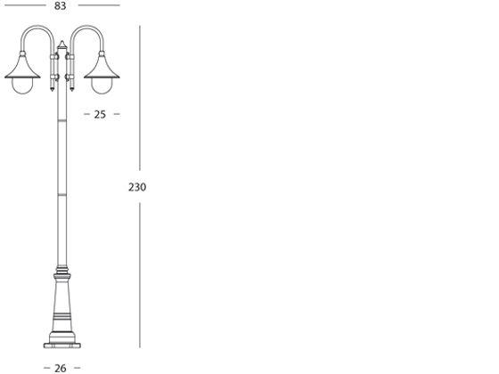 Lampada Palo Due Luci per Giardino Colore Ruggine per Esterno Linea Deluxe Livos