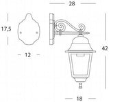 Lampada Applique Media in Basso Colore Nero da Esterno Linea Quadrata Sovil