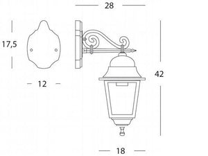 Lampada Applique Media in Basso Colore Nero da Esterno Linea Quadrata Sovil