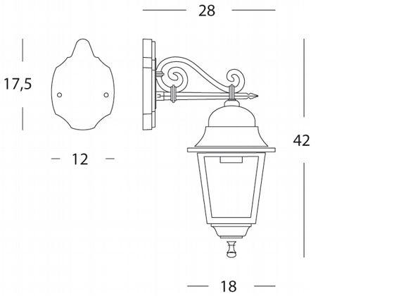 Lampada Applique Media in Basso Colore Nero da Esterno Linea Quadrata Sovil