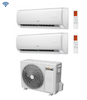 Climatizzatore Condizionatore Dual Split Inverter Ferroli Giada M 9000+18000 btu con 27-3 Wi-Fi Integrato Alexa e Google HOME 9+18  - NOVITA 