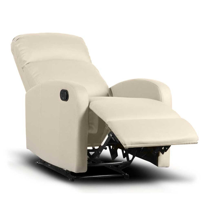 Poltrona Elettrica Telecomando Alzapersona Recliner Ecopelle Crema Schienale Alto