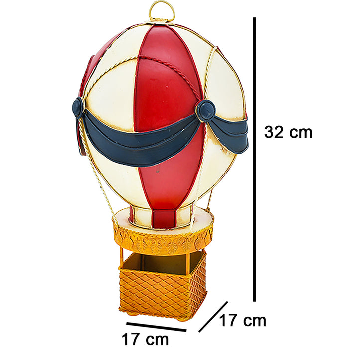 Mongolfiera in Metallo Decorativo Addobbo Natalizio con Gancio 17x17x32 cm