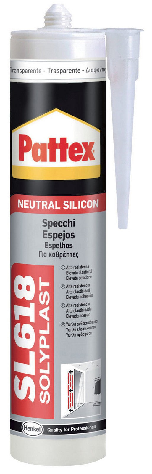 silicone per specchi trasparente sl618 ml.300 7987