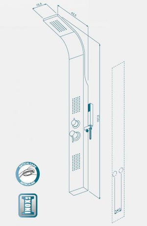 Colonna doccia multifunzione Metaform modello Loira - Acciaio Inox