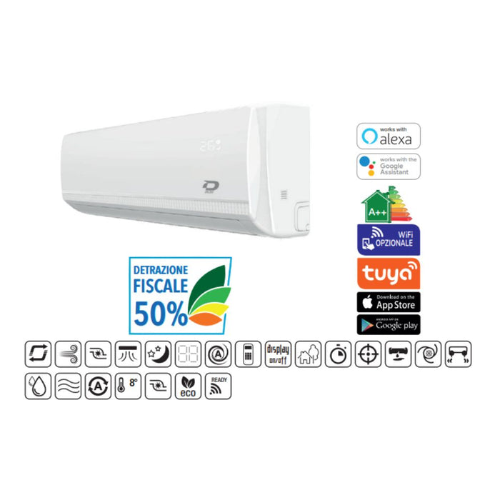 Climatizzatore condizionatore monosplit r32 serie dune classe a++/a+ inverter potenza 12000 btu/h, confezione 1