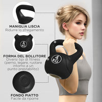 Kettlebell per Allenamento 4 kg in Plastica e Sabbia Nero