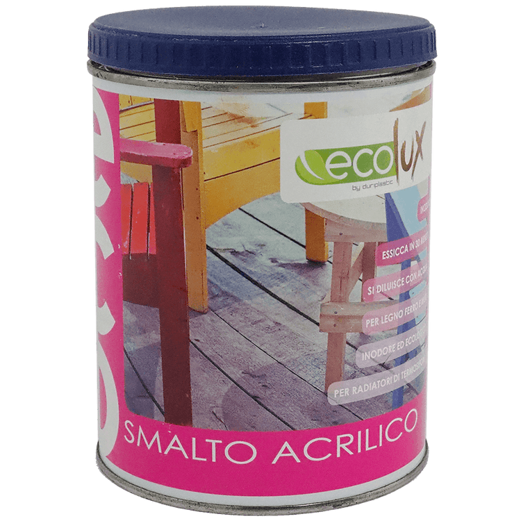 Ecolux smalto ecologico satinato acrilico ad acqua inodore per interno ed esterno *** tinta bianco perla, contenuto l...