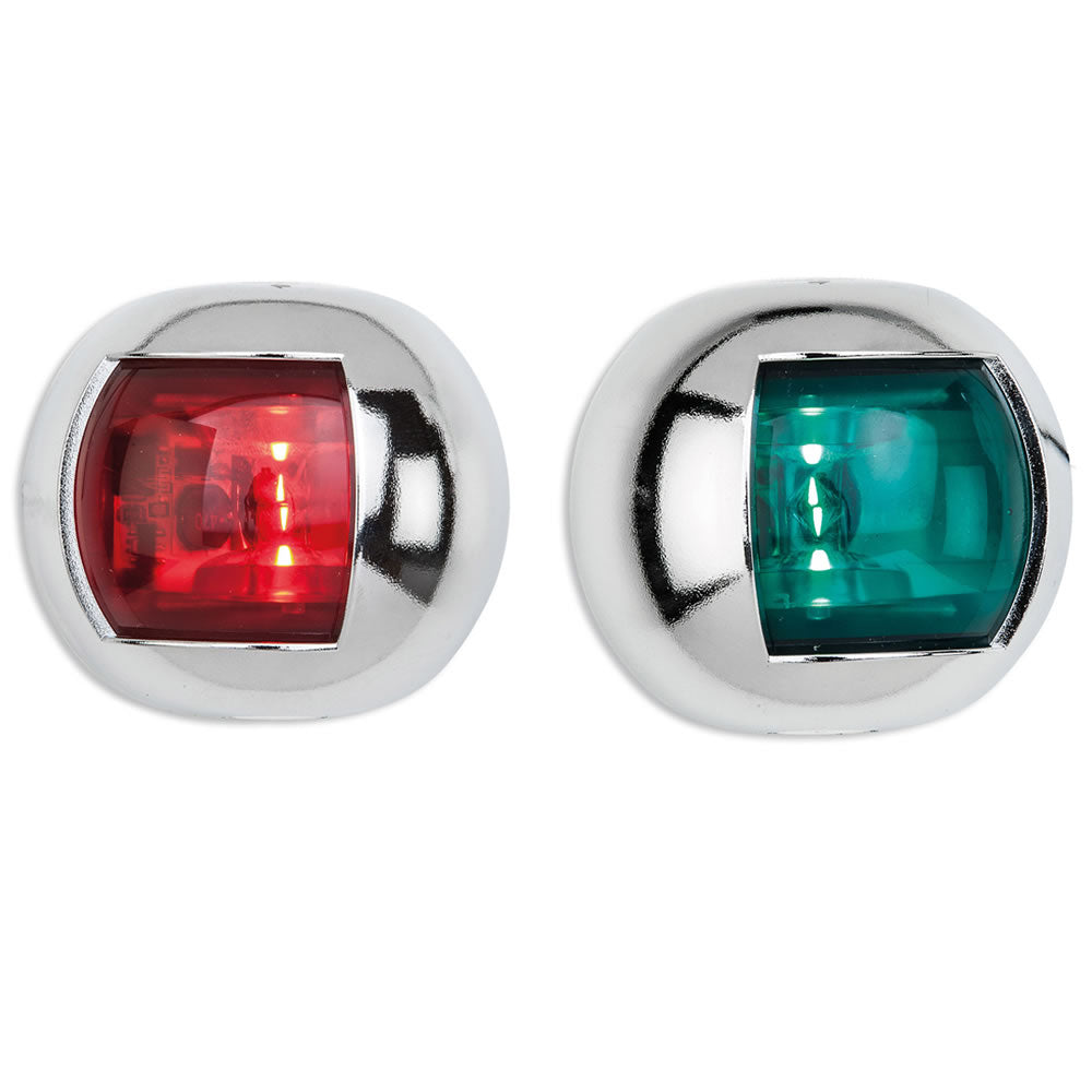 Luci di via a led cromate sinistra rossa e dritta verde coppia omologate 112,5 gradi per barca