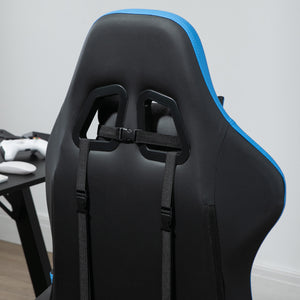 Sedia da Gaming Ergonomica 65x65x121-129 cm in Similpelle Blu e Nero