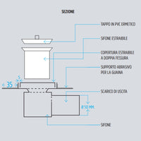 Canale canaletta pavimento lineare scarico doccia acciaio inox satinato canalina *** misure l1085xh63>115 mm, confezi...