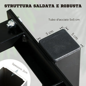 Porta Pesi 2 Ripiani per Palestra 92,5x50,5x80,5 cm in Acciaio Nero