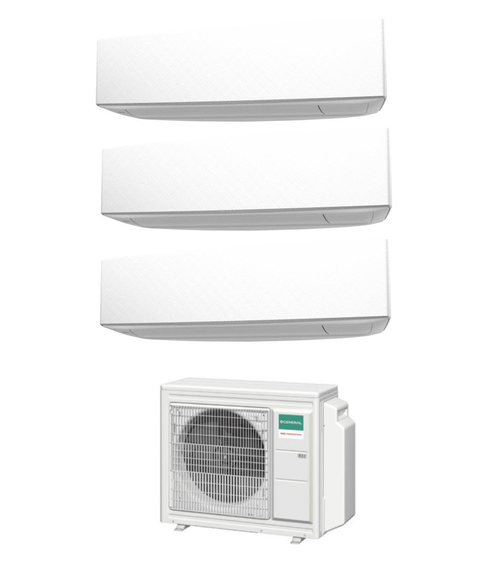 Climatizzatore Condizionatore General Fujitsu Trial Split Inverter KETA White 7+7+7 btu con AOHG18KBTA3 R-32 7000+7000+7000 Wi-Fi Optional - Novita'