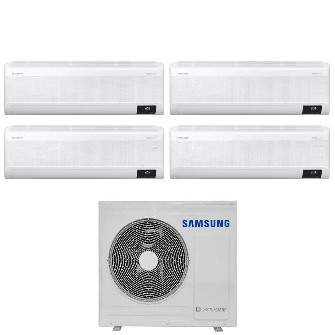 Climatizzatore Condizionatore Samsung Quadri Split Inverter serie WINDFREE ELITE 7+7+7+12 con AJ080TXJ4KG/EU R-32 Wi-Fi integrato 7000+7000+7000+12000