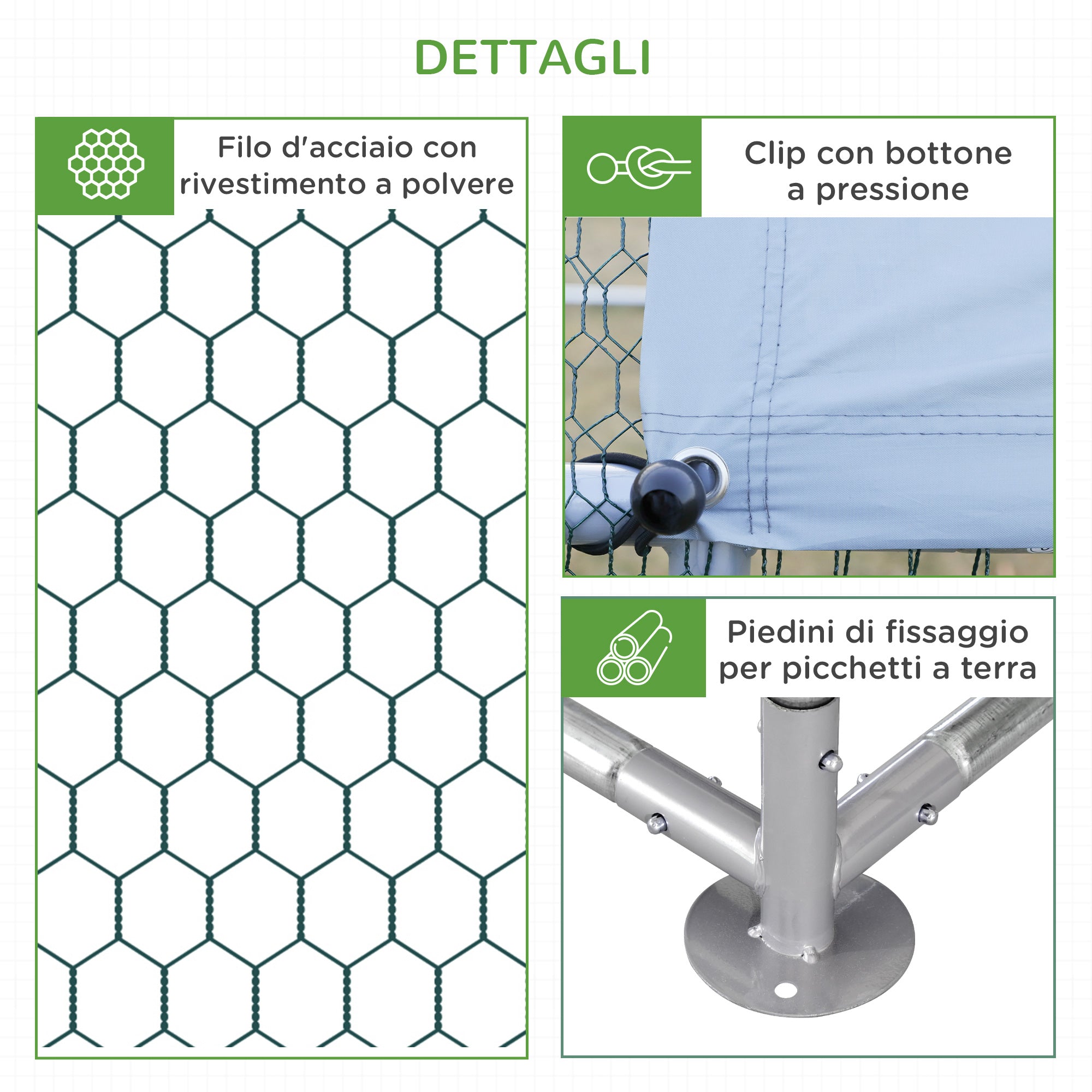 Pollaio Gabbia per Galline da Esterno 660x190x195 cm in Acciaio Zincato Grigio Argento