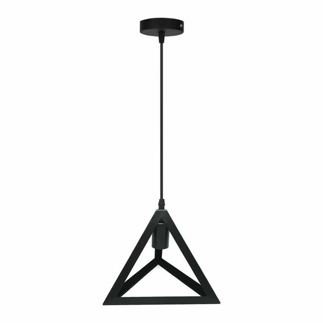 LAMPADARIO DA SOFFITTO A SOSPENSIONE FORMA TRIANGOLO 3D PORTA LAMPADINA E27 NERO