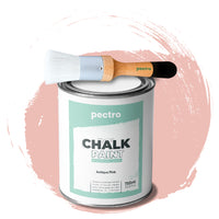 Chalk Paint Vernice a Gesso 750ml + Pennello Tondo in Legno Pack - Pittura per Mobili Senza Carteggiare (ROSA ANTICO)