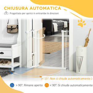 Cancelletto di Sicurezza per Cani con Porta Piccola Montaggio a Pressione 74-80x76,2 cm Bianco