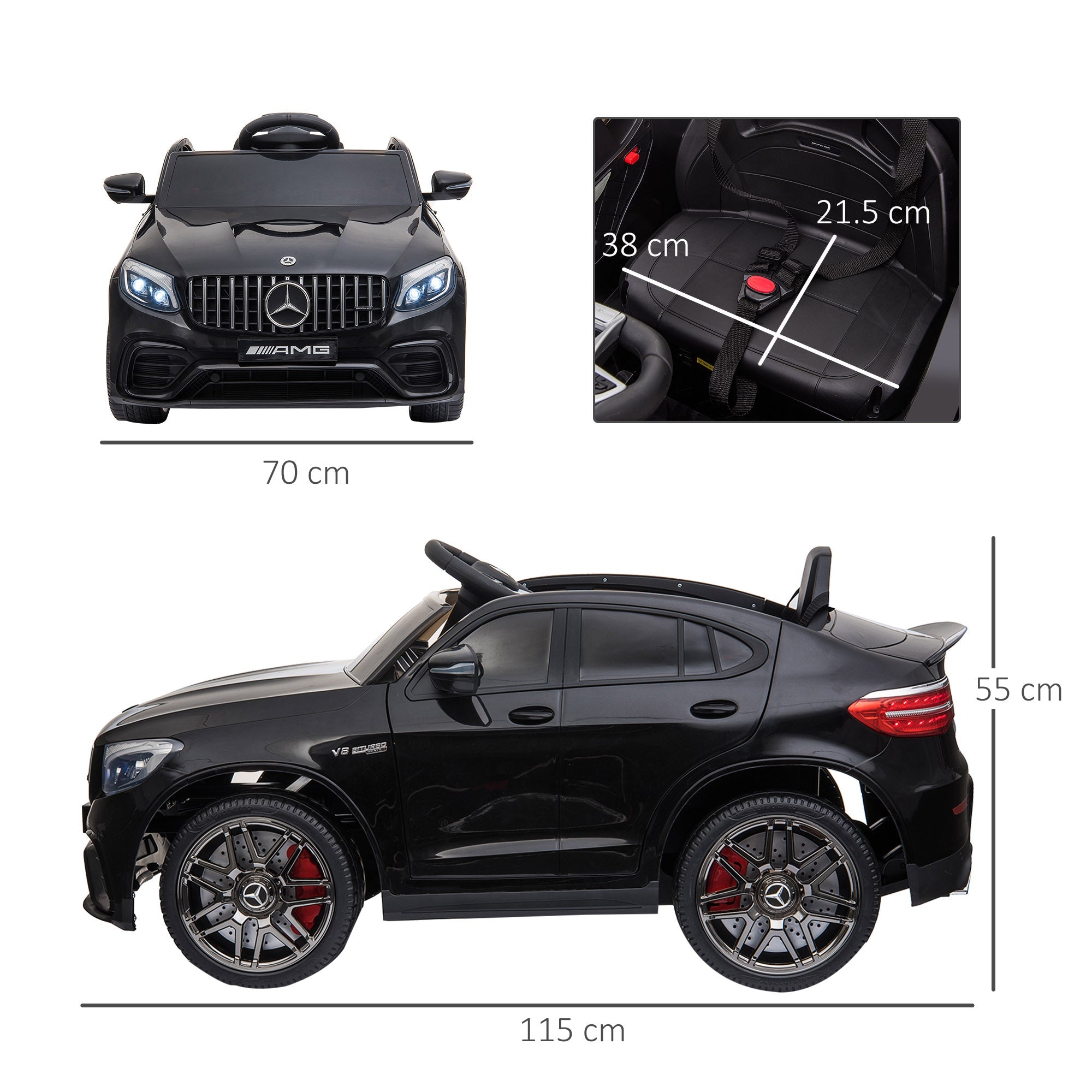 Macchina Elettrica per Bambini 12V con Licenza Mercedes GLA 45 AMG Nera