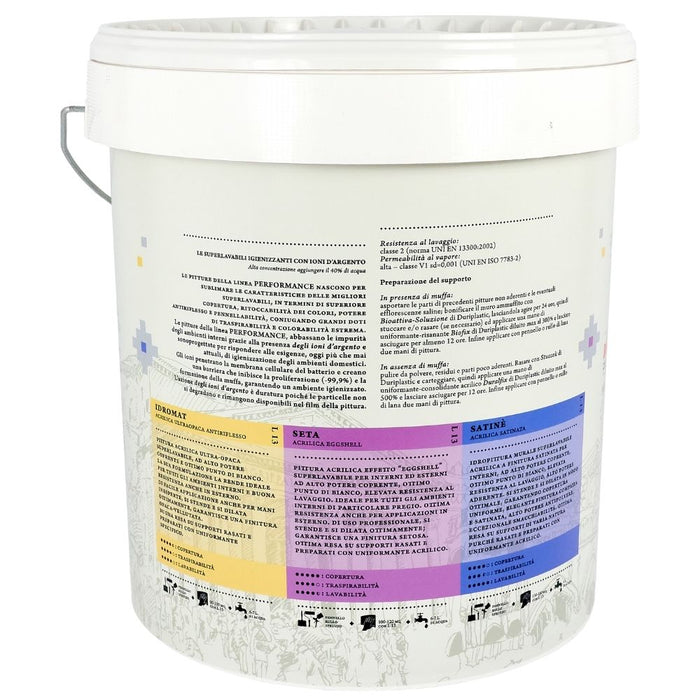 Idromat idropittura acrilica opaca superlavabile performance ioni di argento *** tinta bianco, contenuto litri 13, co...