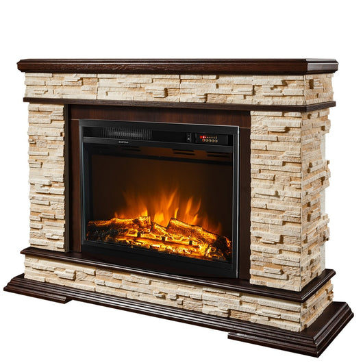 Camino Elettrico da Pavimento 88x118x30,5 cm Effetto Fiamma 1500W Stone & Lorance